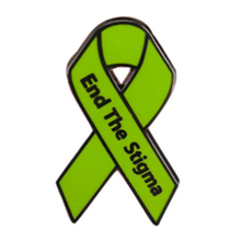 Load image into Gallery viewer, End The Stigma Green Ribbon Enamel Pin
