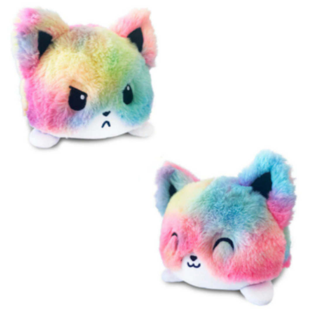 Reversible Rainbow Mood Cat Plushie